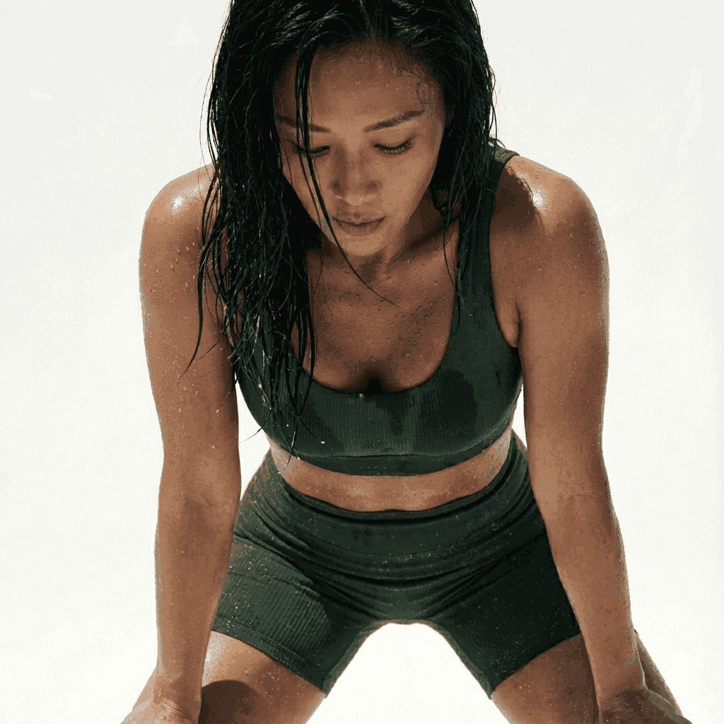 Woman catching her breath after a high-intensity functional training session at MokoBoko Studio Lisbon.